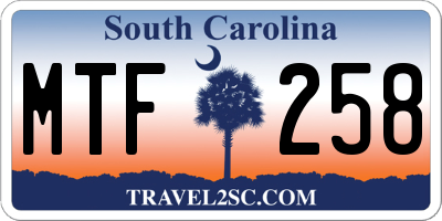 SC license plate MTF258