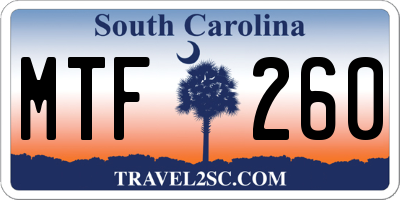 SC license plate MTF260