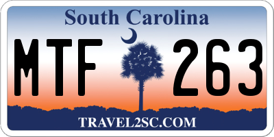 SC license plate MTF263