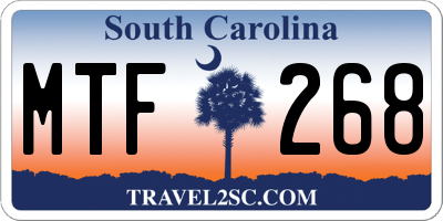 SC license plate MTF268