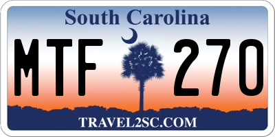 SC license plate MTF270