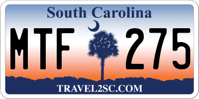 SC license plate MTF275