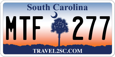 SC license plate MTF277