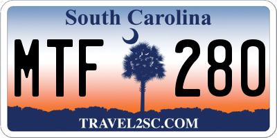 SC license plate MTF280