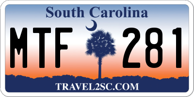 SC license plate MTF281