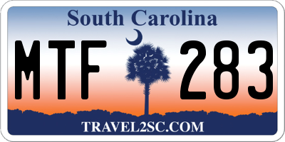 SC license plate MTF283