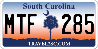 SC license plate MTF285