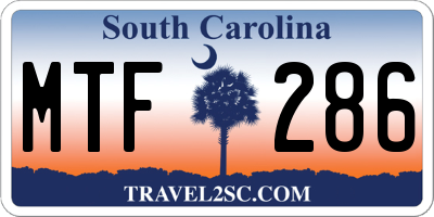 SC license plate MTF286