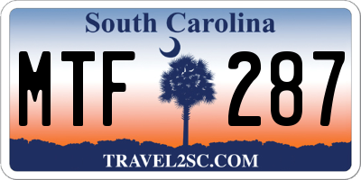 SC license plate MTF287