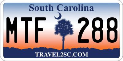 SC license plate MTF288