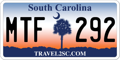 SC license plate MTF292