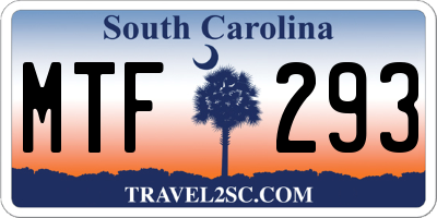 SC license plate MTF293