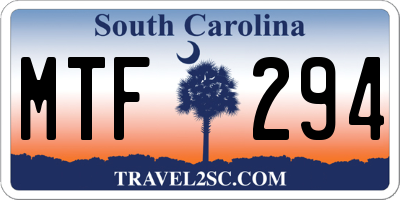 SC license plate MTF294