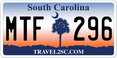 SC license plate MTF296