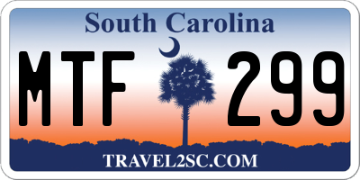 SC license plate MTF299