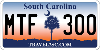 SC license plate MTF300