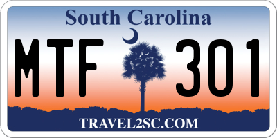 SC license plate MTF301