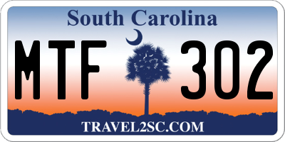 SC license plate MTF302