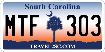 SC license plate MTF303