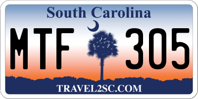 SC license plate MTF305