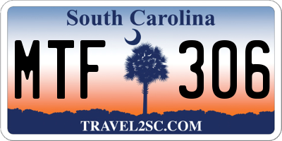 SC license plate MTF306