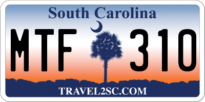SC license plate MTF310