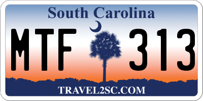 SC license plate MTF313