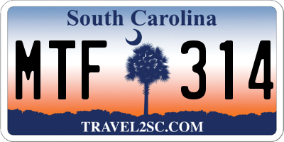 SC license plate MTF314