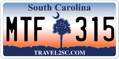 SC license plate MTF315