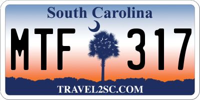 SC license plate MTF317