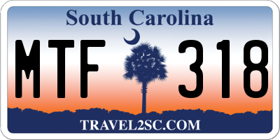 SC license plate MTF318