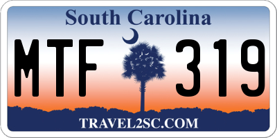 SC license plate MTF319