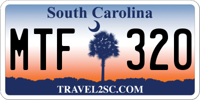 SC license plate MTF320