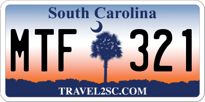 SC license plate MTF321