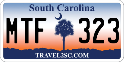 SC license plate MTF323