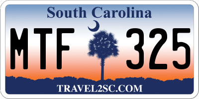 SC license plate MTF325