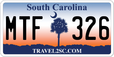 SC license plate MTF326