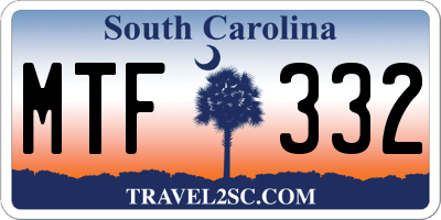 SC license plate MTF332