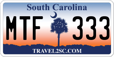 SC license plate MTF333