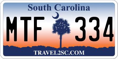 SC license plate MTF334