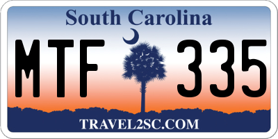 SC license plate MTF335