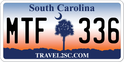 SC license plate MTF336