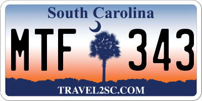 SC license plate MTF343