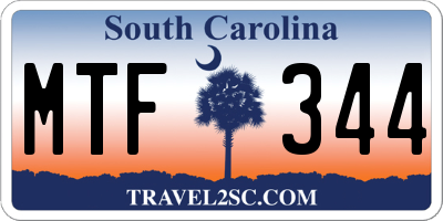SC license plate MTF344