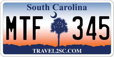 SC license plate MTF345