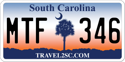 SC license plate MTF346