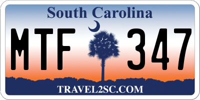 SC license plate MTF347