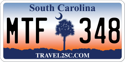 SC license plate MTF348