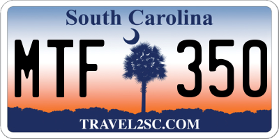SC license plate MTF350