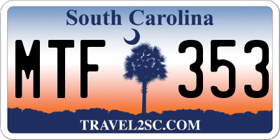 SC license plate MTF353